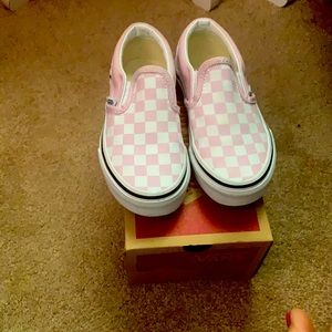 Vans classic pink & white slip-on
